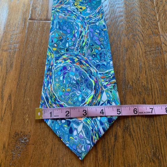 Vintage Continental Necktie Blue Kaleidoscope Inspired Van Gogh Print - Picture 6 of 11